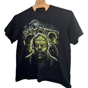 Vintage Rock Eagle Zombie T Shirt Black Zombie Graphic Single Stich Glow in Dark